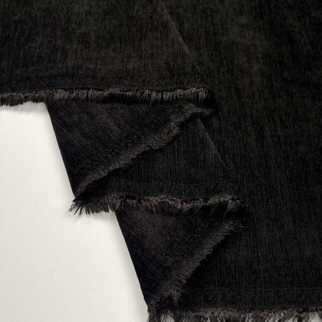 Have Mercy Polyester Spandex Black Velveteen John Louden Soft Jacketing Fabric Fold
