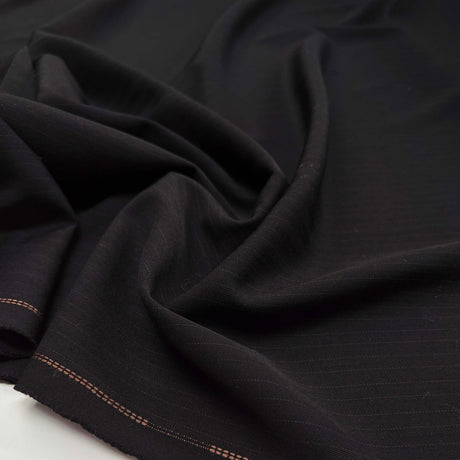 Black Polyester Viscose Pink Pinstripe Suiting Fabric Head Mistress Cu
