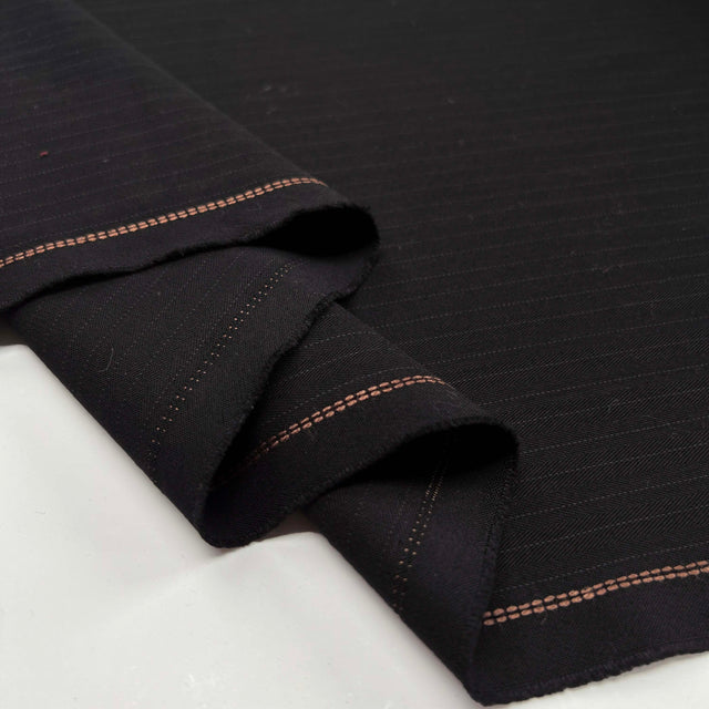 Black Polyester Viscose Pink Pinstripe Suiting Fabric Head Mistress Fold