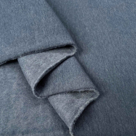 Heavy Jogging Blue Marl Knitted Sweat-Shirting Fabric Fold