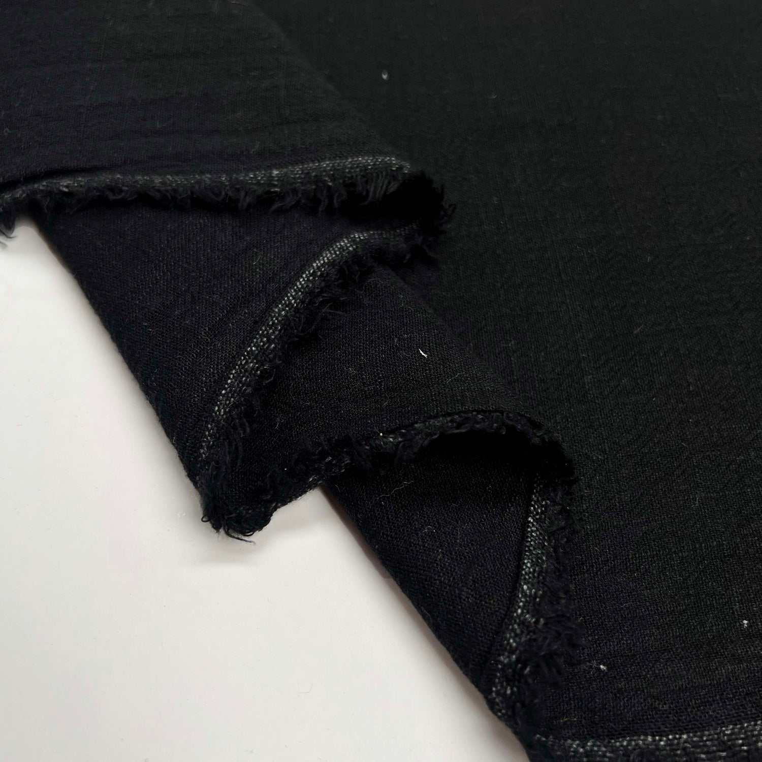 Black Viscose Linen Plain Woven Shirting Fabric  Hector - Jet Fold