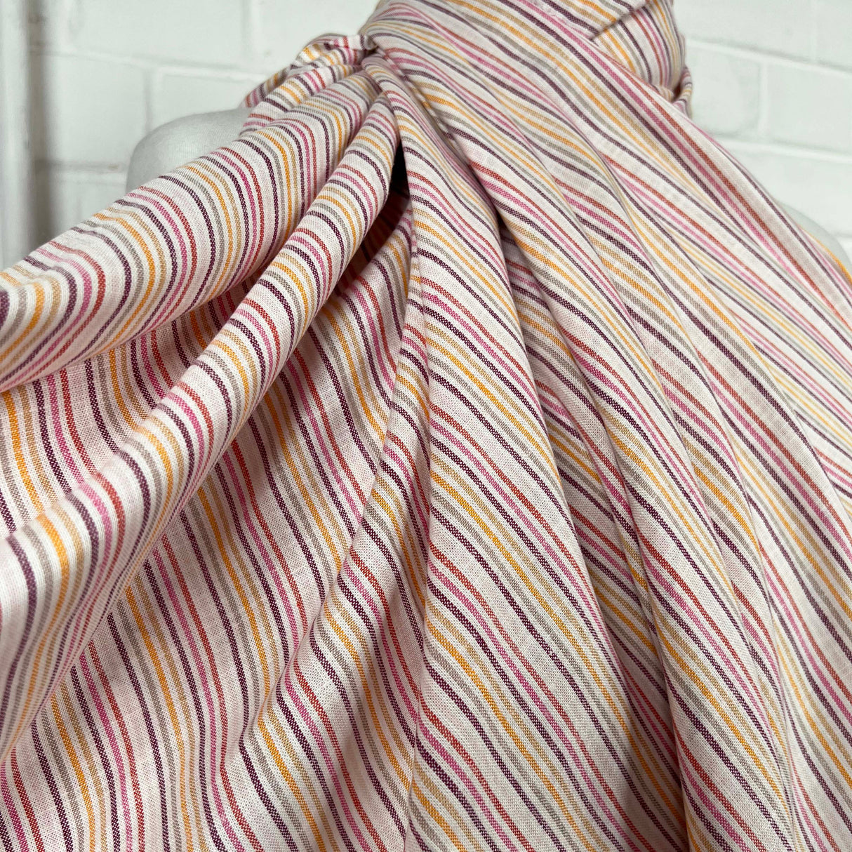 Viscose Linen Blend Stripe Fabric Helter Skelter Candyfloss CU