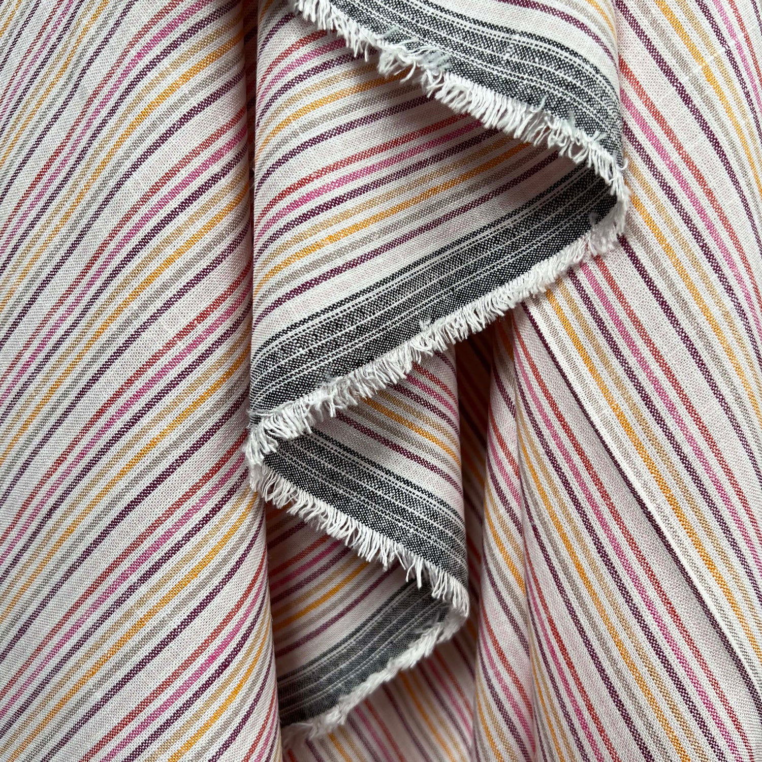 Viscose Linen Blend Pink Stripe Fabric Helter Skelter Candyfloss Hang