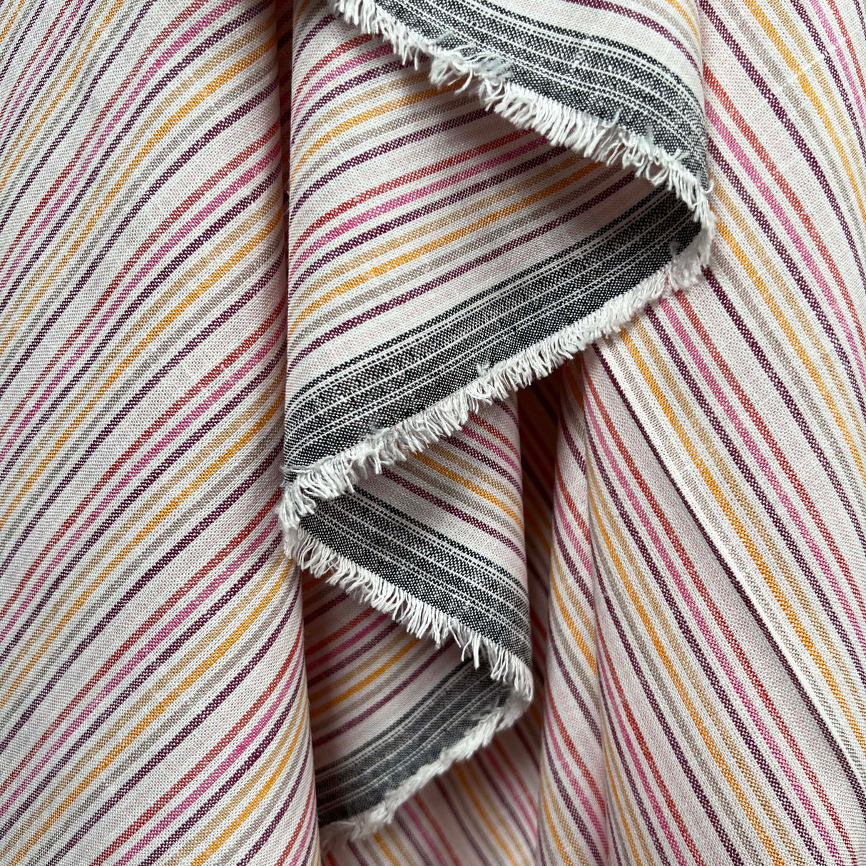 Viscose Linen Blend Pink Stripe Fabric Helter Skelter Candyfloss Hang