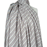Helter Skelter Harbour Blue Viscose Linen Stripe Woven Dress Fabric Mannequin