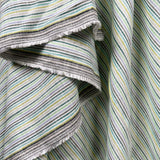 Helter Skelter Lagoon Green Viscose Linen Stripe Woven Dress Fabric Hang