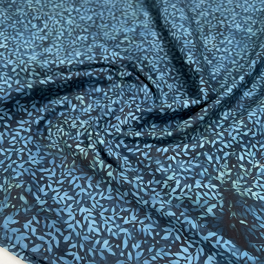 Hoffman Bali Cotton Lawn Blue Forest Indonesian Floral Dress Fabric CU