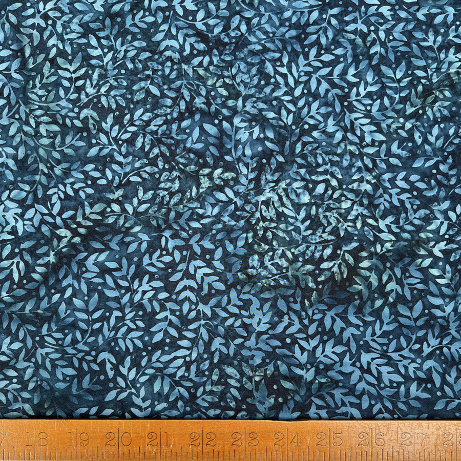 Hoffman Bali Cotton Lawn Blue Forest Indonesian Floral Dress Fabric Ruler