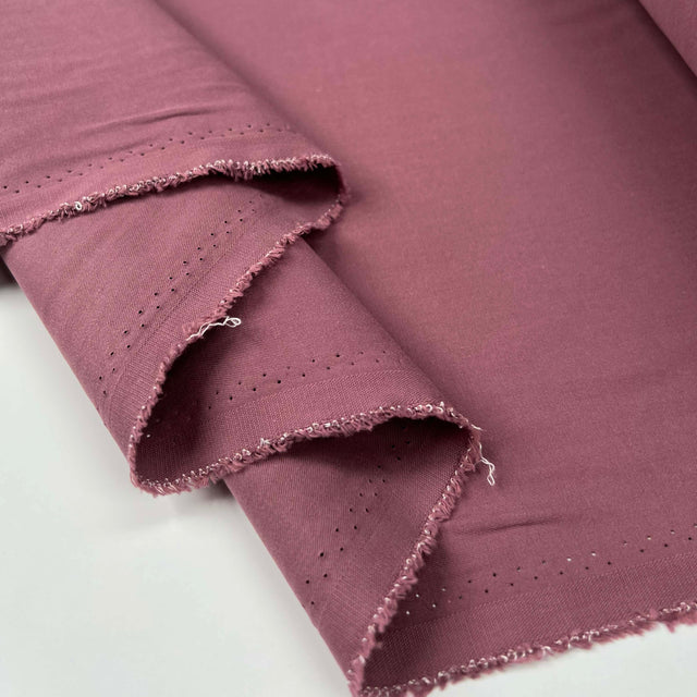 Huckleberry Cotton Mauve Pink Twill Woven Trouser Fabric Fold