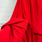 ITY Red Plain Polyester Knitted Stretch Jersey Fabric Close Up