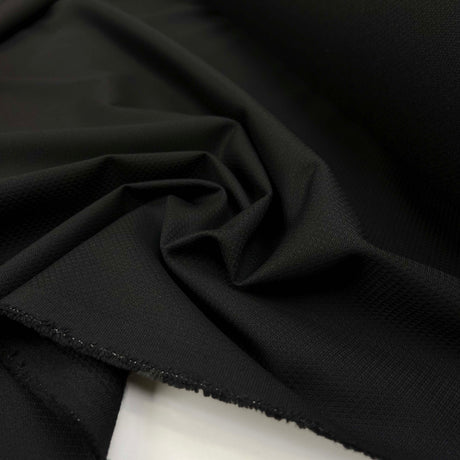 British Black Wool Polyester Diamond Suiting Fabric Imperial Night CU