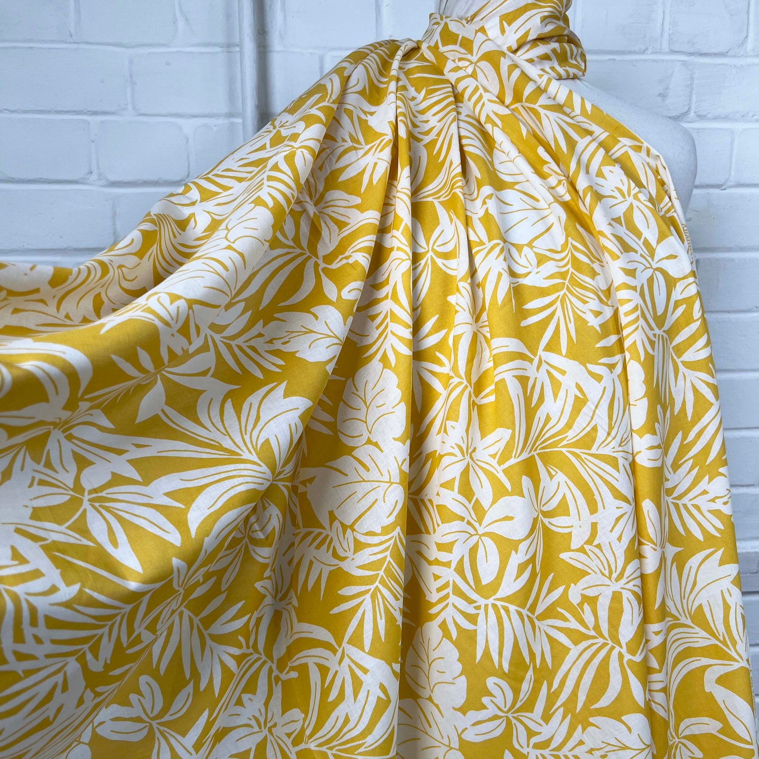 Yellow Floral Print Cotton Voile Dress Fabric Island Breeze - Banana CU