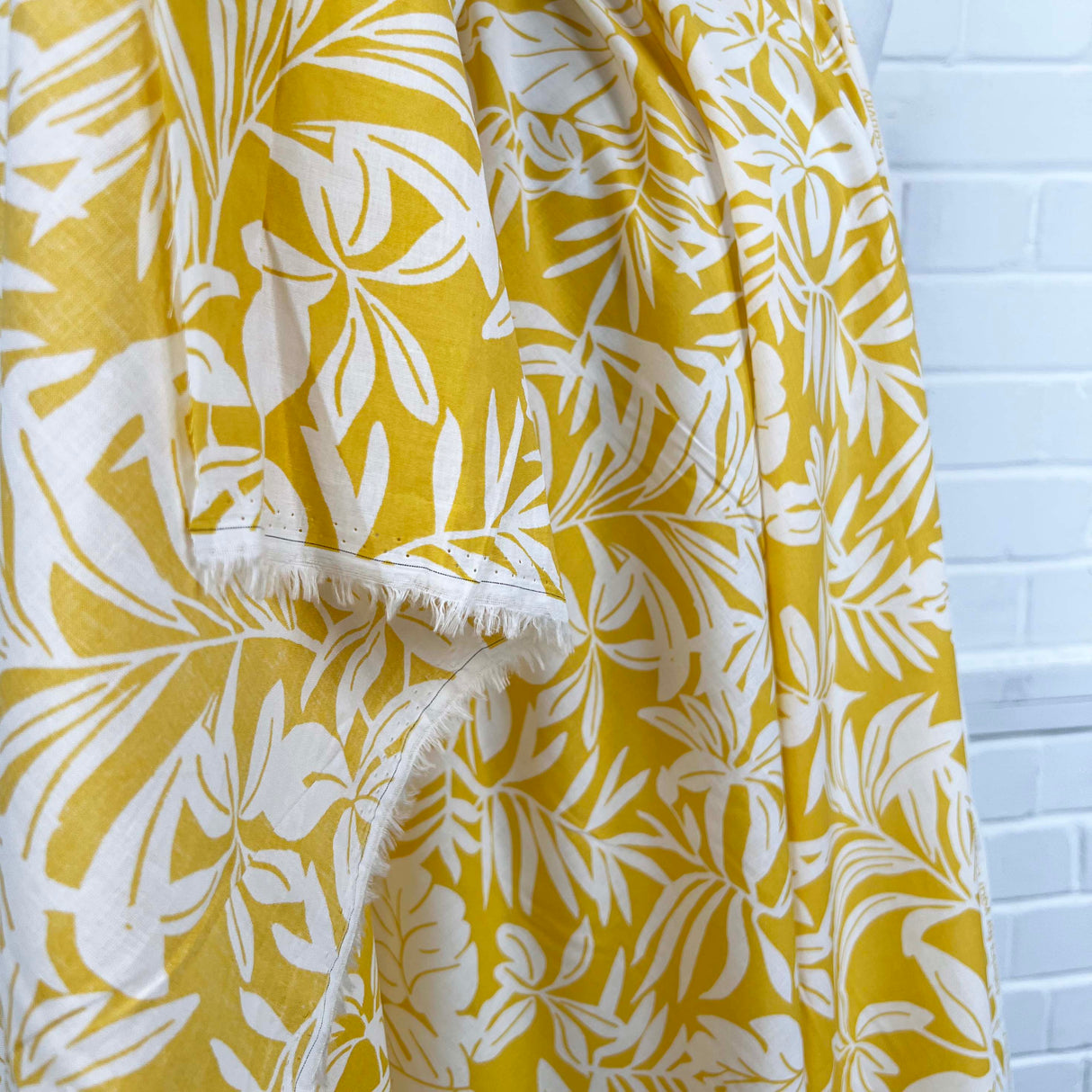 Yellow Floral Print Cotton Voile Dress Fabric Island Breeze - Banana Hang