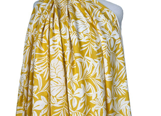 Yellow Floral Print Cotton Voile Dress Fabric Island Breeze - Banana Mannequin