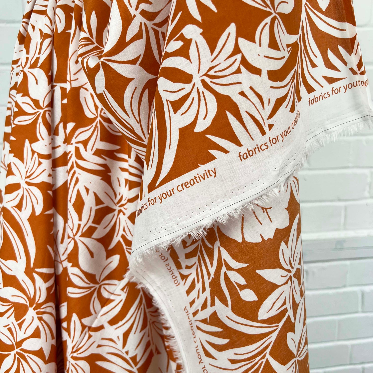 Orange Floral Print Cotton Voile Dress Fabric Island Breeze - Papaya Hang