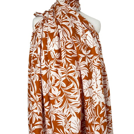 Orange Floral Print Cotton Voile Dress Fabric Island Breeze - Papaya Mannequin