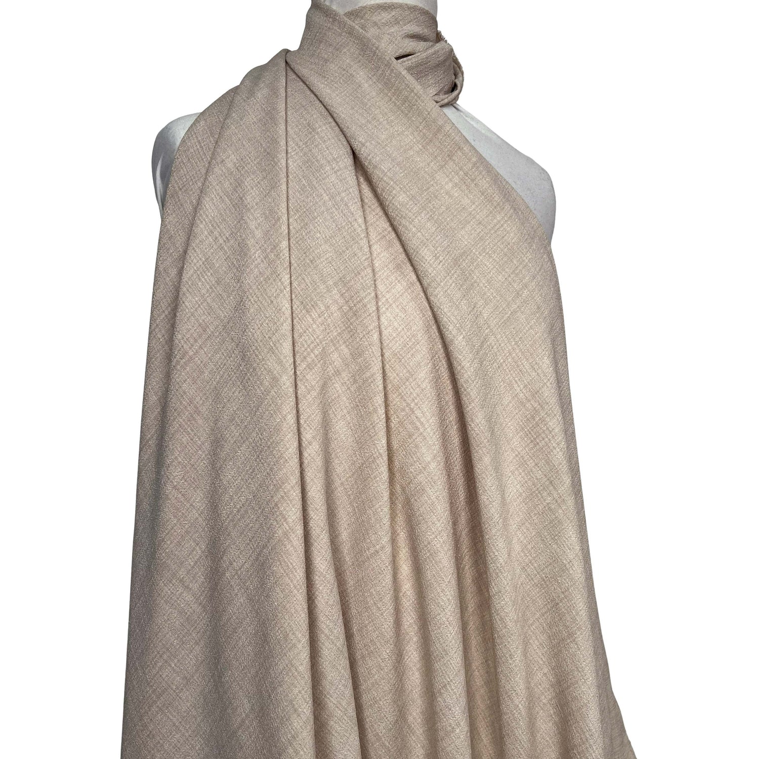 It's Not Pharaoh Polyester Cream Beige Textured Woven Dress Fabric Mannequin