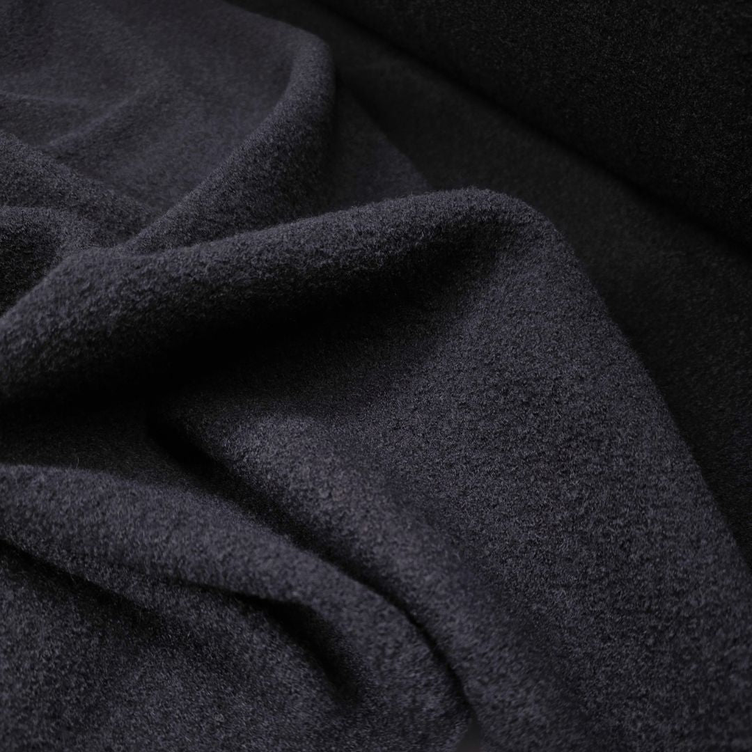 100% Wool Ex-Designer Coating Fabric Italian Boiled Wool Navy CU