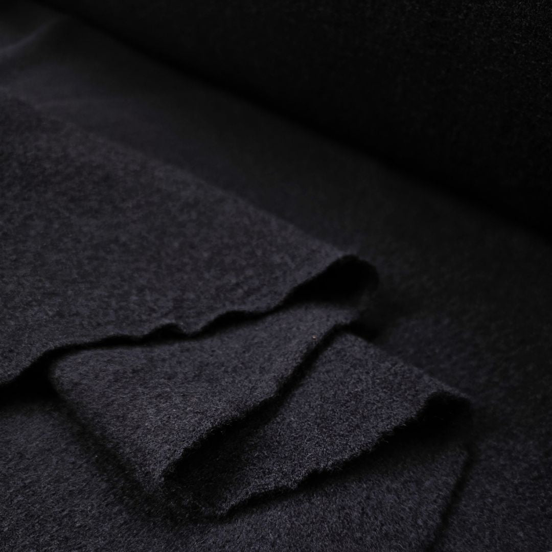 100% Wool Ex-Designer Coating Fabric Italian Boiled Wool Navy Fold