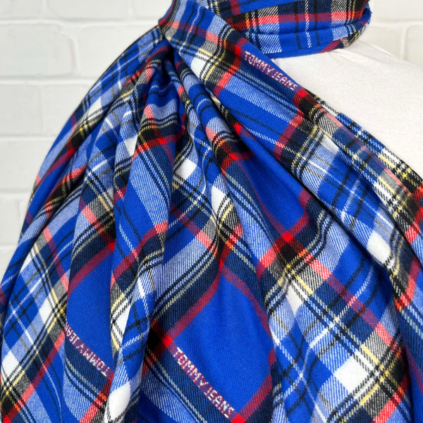 Italian Brushed Cotton Blue Check Designer Deadstock Flannel Fabric CU