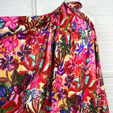 Colourful Floral Print Viscose Dress Fabric Italian Challis Chianti