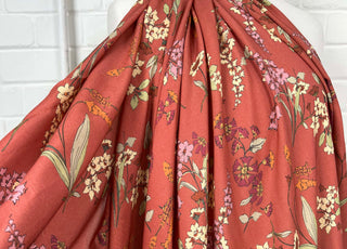 Dusky Pink Floral Print Dress Fabric Italian Challis Diascia