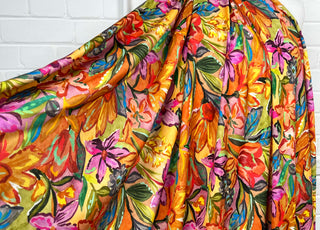 Orange Floral Print Viscose Dress Fabric Italian Challis Solara