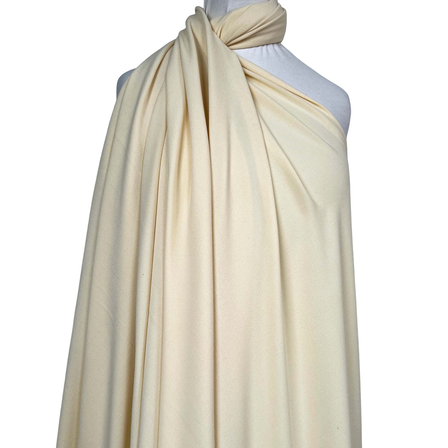 Soft Stretch Textured Dressmaking Fabric Italian Crepe Cream Mannequin