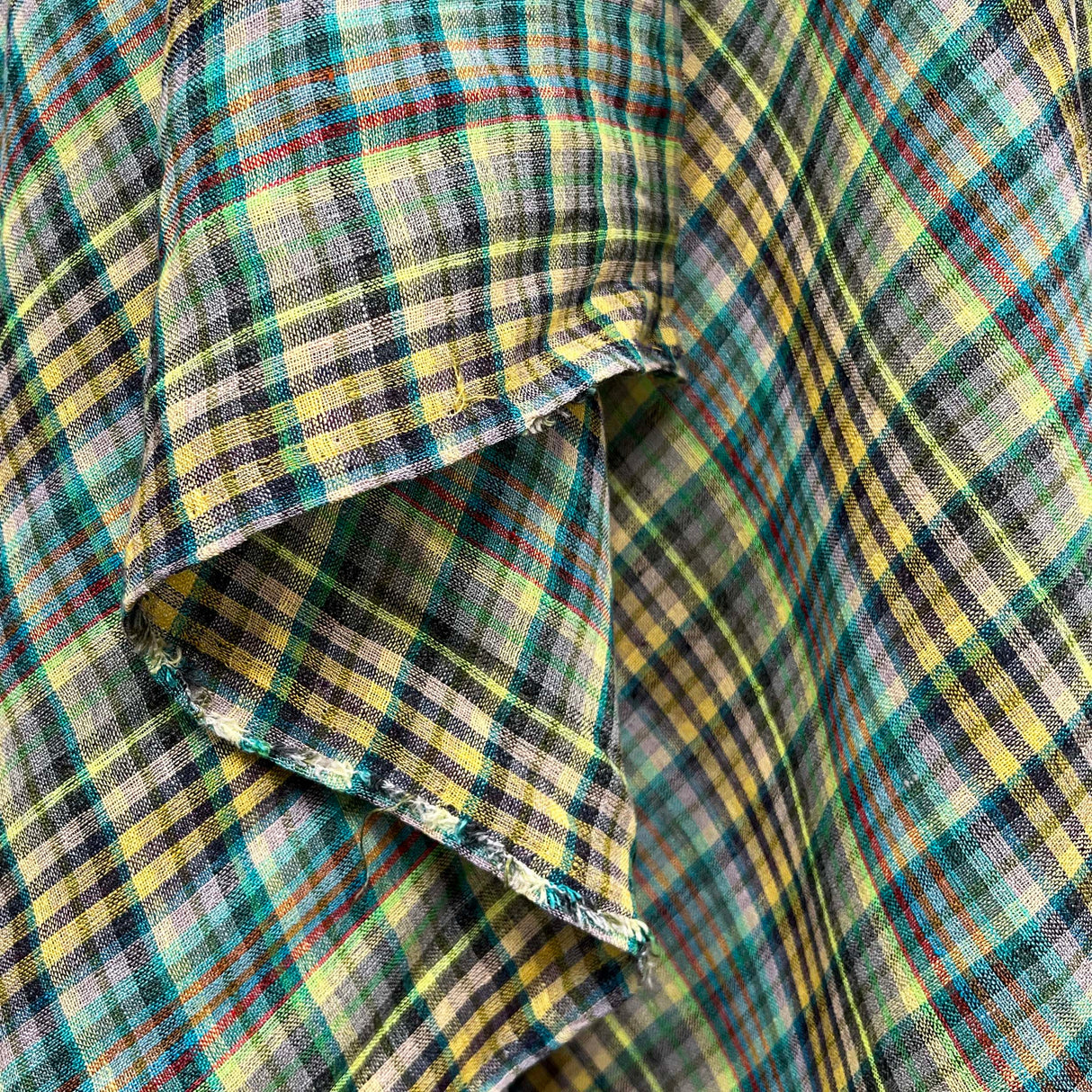 Ex-Designer Blue Gauze Shirting Fabric Italian Linen Bergamo Check Hang