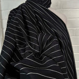 Italian Linen Mix Black Stripe Cotton Blend Dress Fabric CU