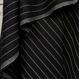 Italian Linen Mix Black Stripe Cotton Blend Dress Fabric hang