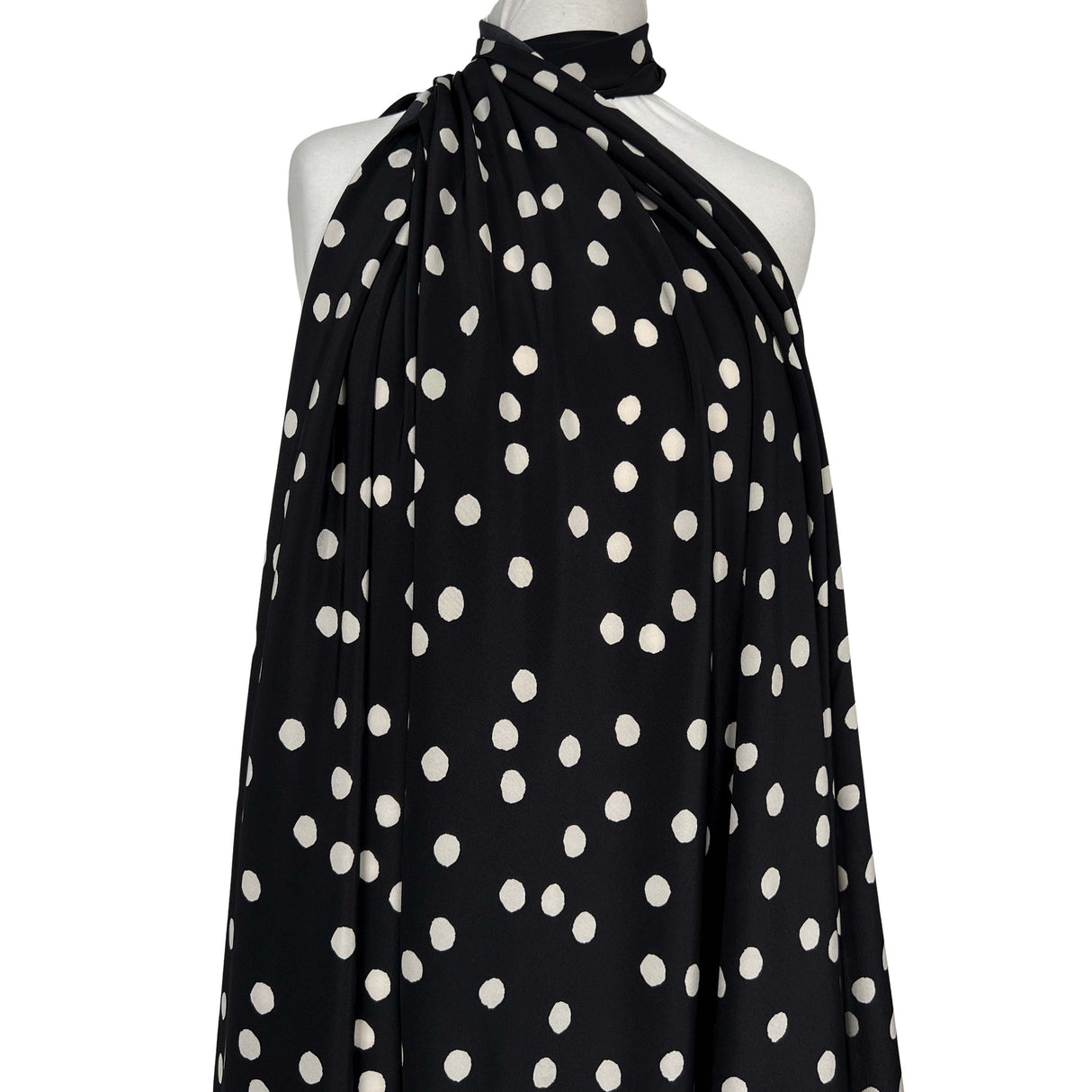 Italian Silk Luna Nera Black White Spot Dress Fabric Mannequin