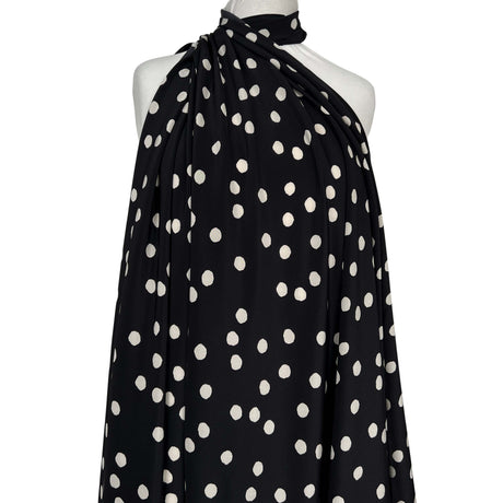 Italian Silk Luna Nera Black White Spot Dress Fabric Mannequin