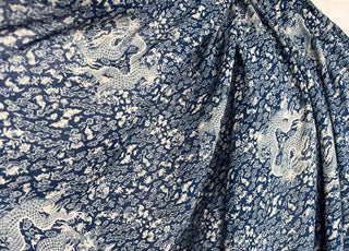 Ex-Designer Chinese Porcelain Cotton Fabric Italian Voile Dragon Sky