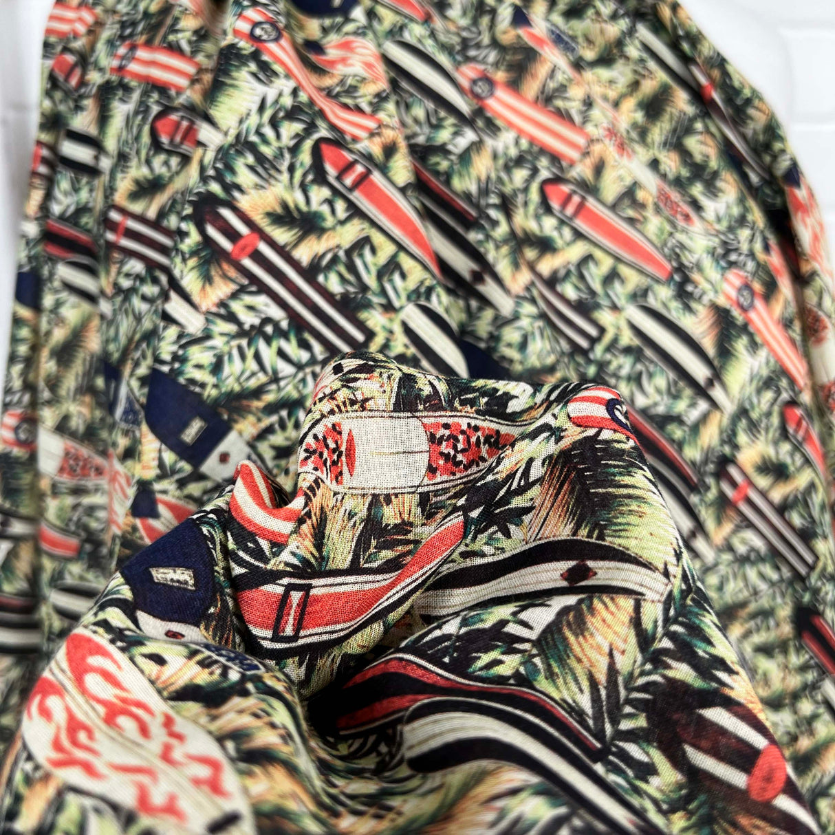 Ex-Designer Surfboard Print Cotton Fabric Italian Voile Fistral CU