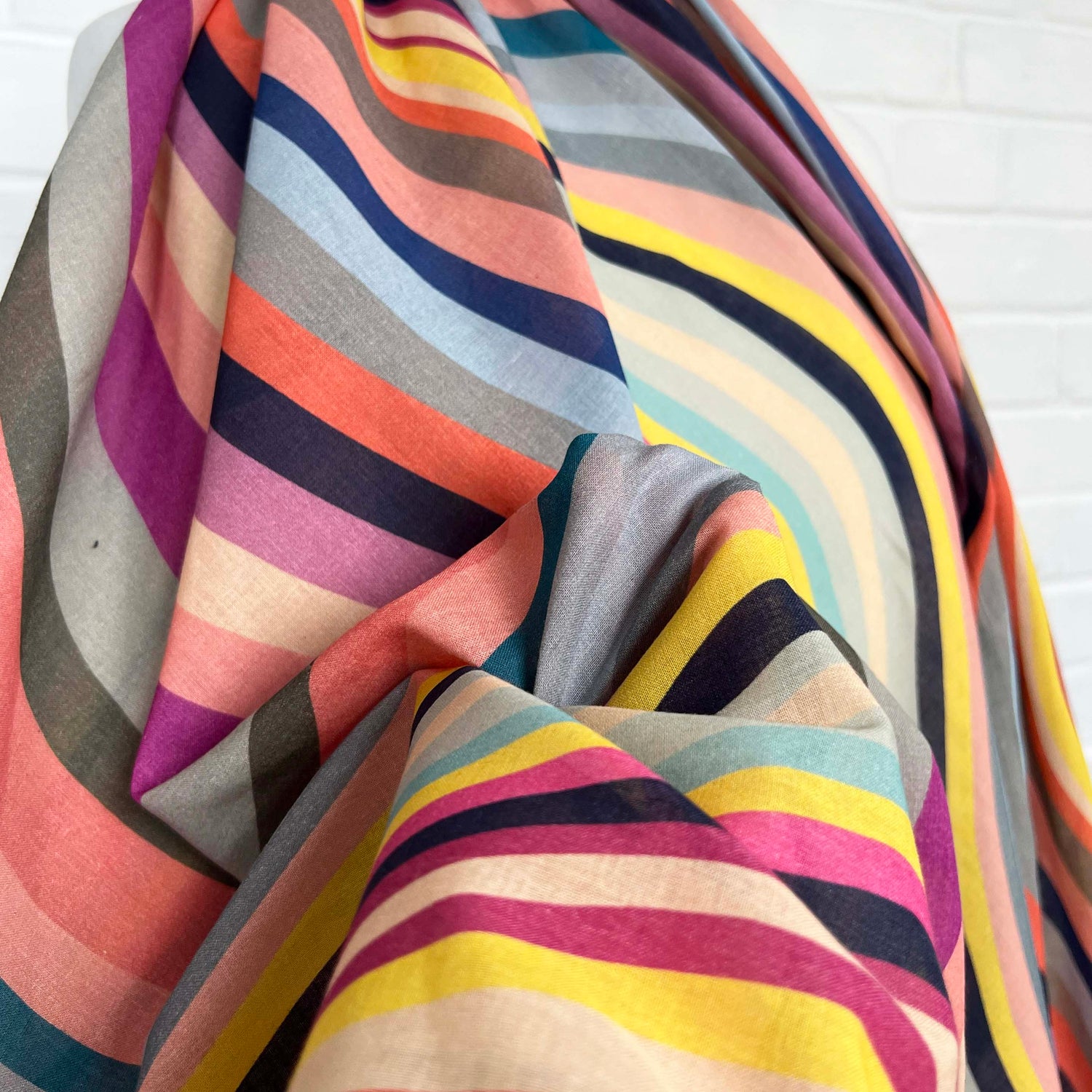 Ex-Designer Coloured Stripe Cotton Cloth Italian Voile Pyschedelic Sun CU