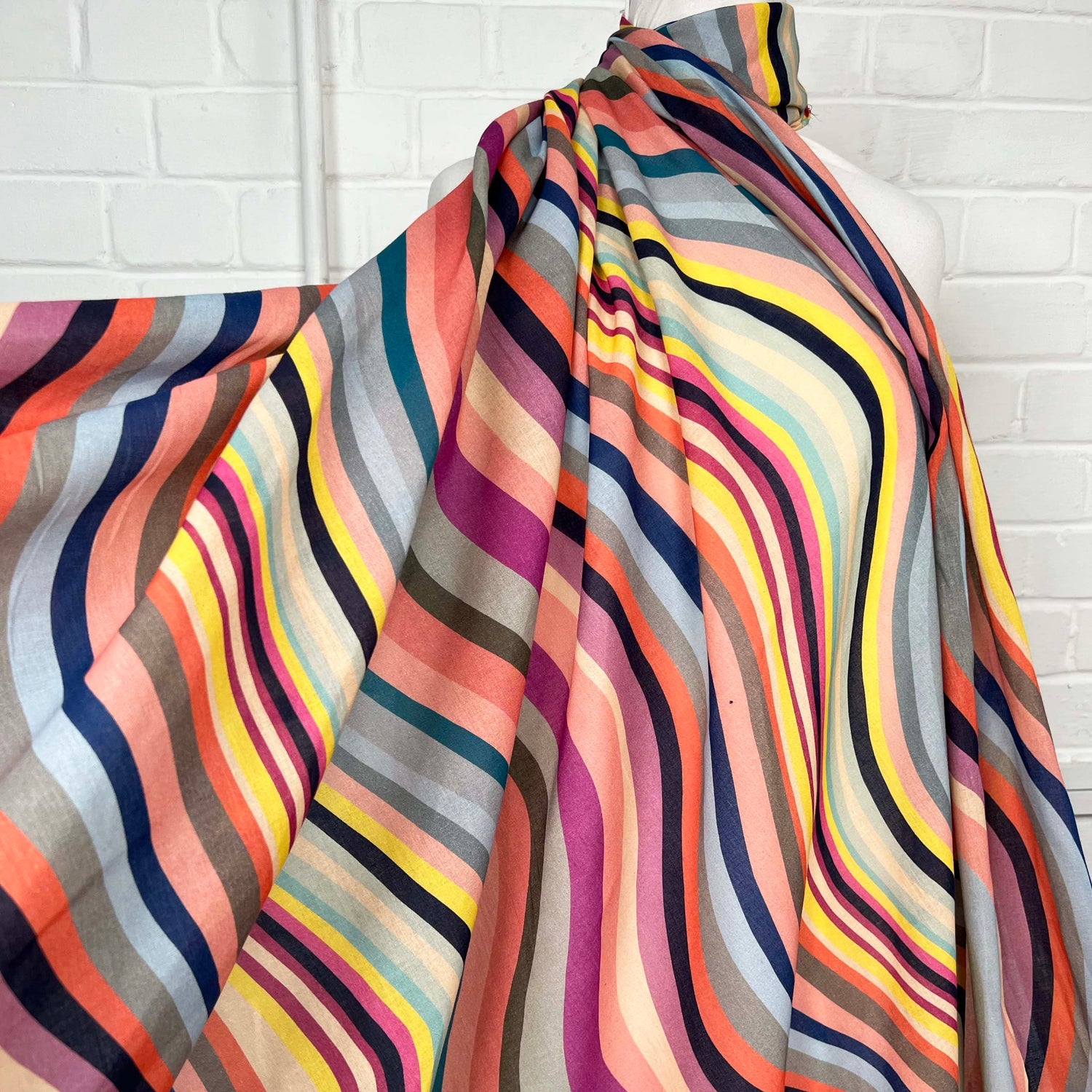 Ex-Designer Coloured Stripe Cotton Cloth Italian Voile Pyschedelic Sun 