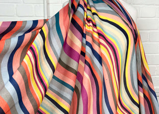 Ex-Designer Coloured Stripe Cotton Cloth Italian Voile Pyschedelic Sun 