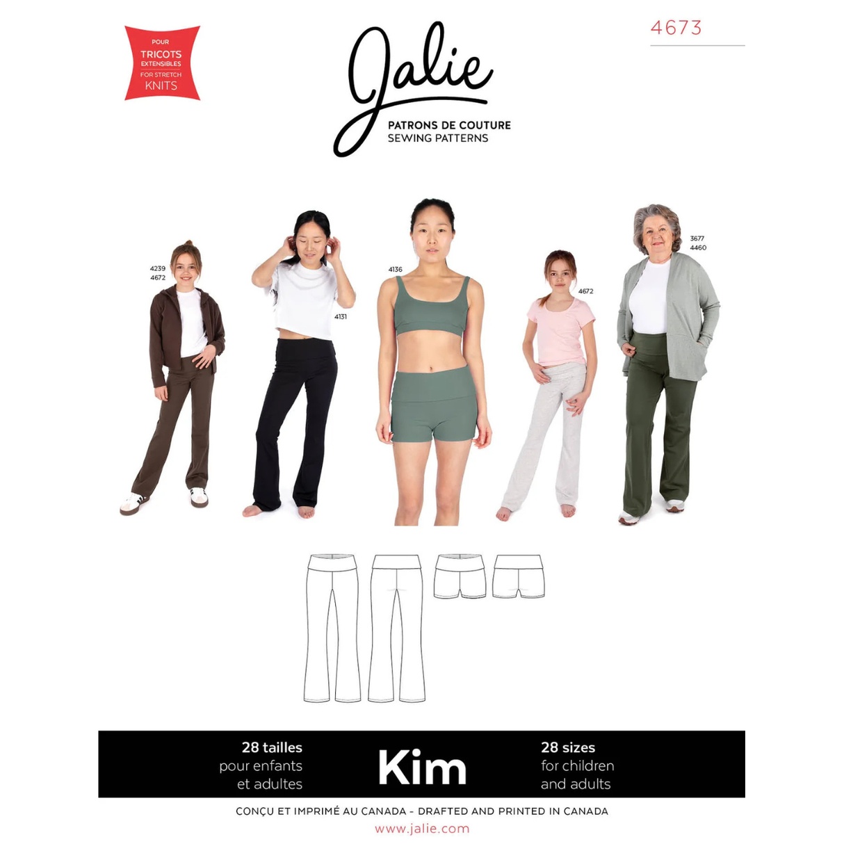 Jalie - Kim foldover waist shorts and flared pants pattern