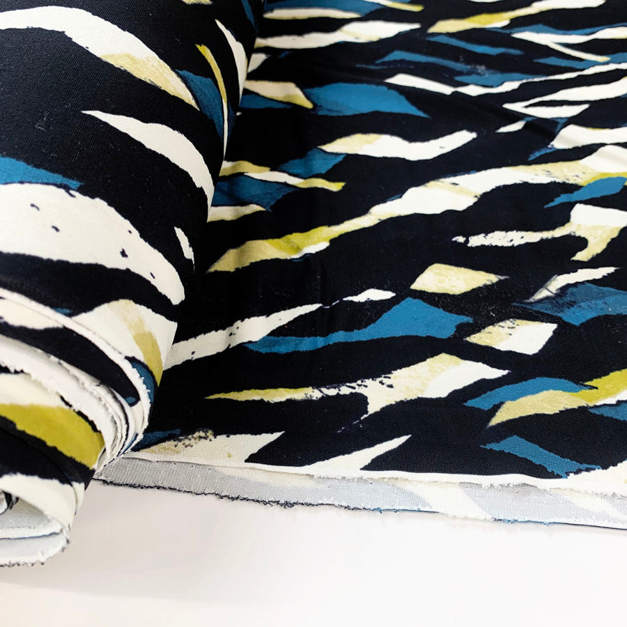 John Kaldor Polyester Knitted Fabric Black & Teal JK - Summer Rain Roll