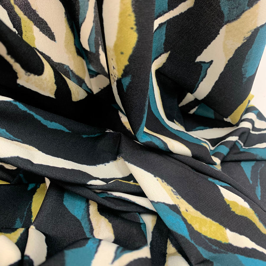 John Kaldor Polyester Knitted Fabric Black & Teal JK - Summer Rain CU