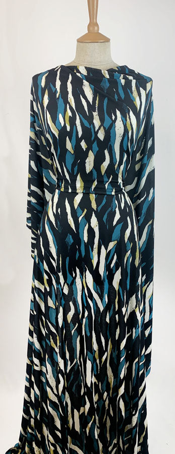 John Kaldor Polyester Knitted Fabric Black & Teal JK - Summer Rain Mannequin