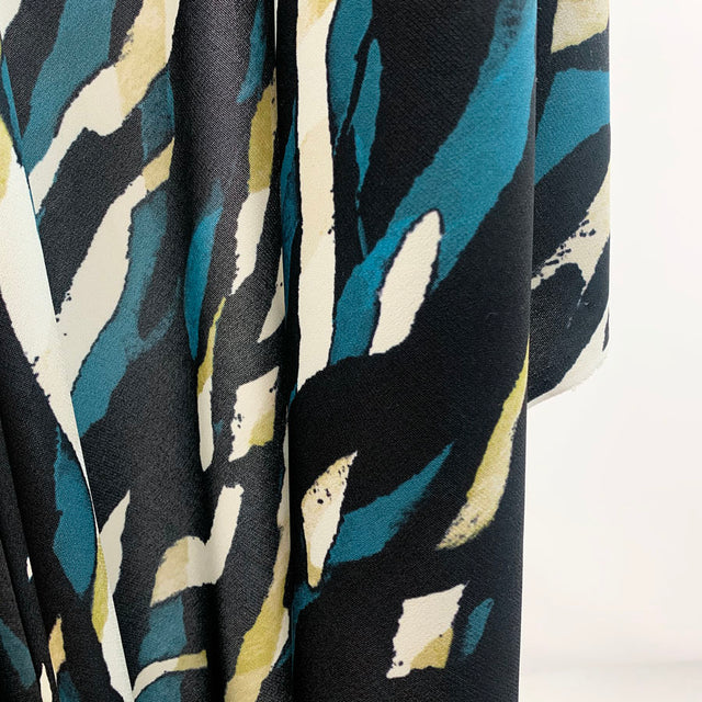 John Kaldor Polyester Knitted Fabric Black & Teal JK - Summer Rain Hang