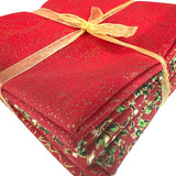 John Louden Christmas Cotton Fabric Fat Quarter Glitter Red Ribbon