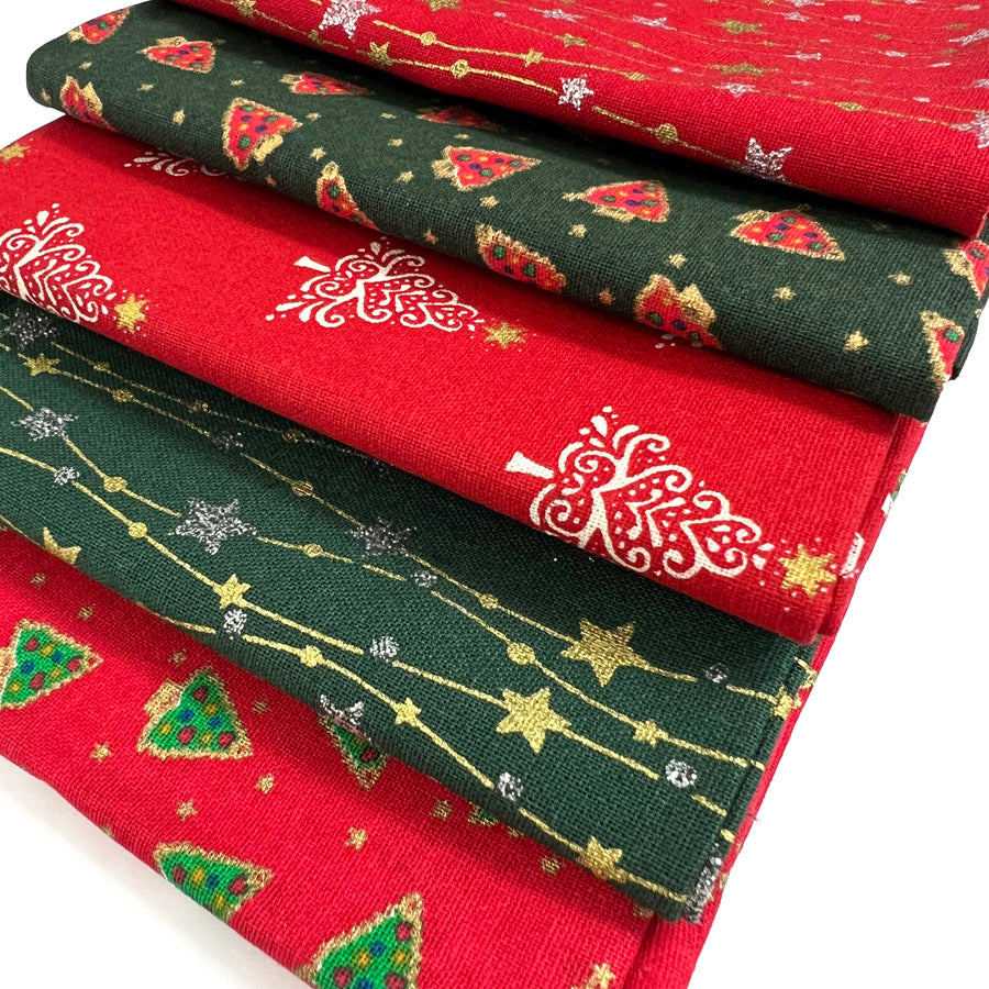 John Louden Christmas Cotton Fabric Fat Quarter Trailing Star Bundle