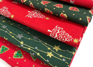 John Louden Christmas Cotton Fabric Fat Quarter Trailing Star Bundle