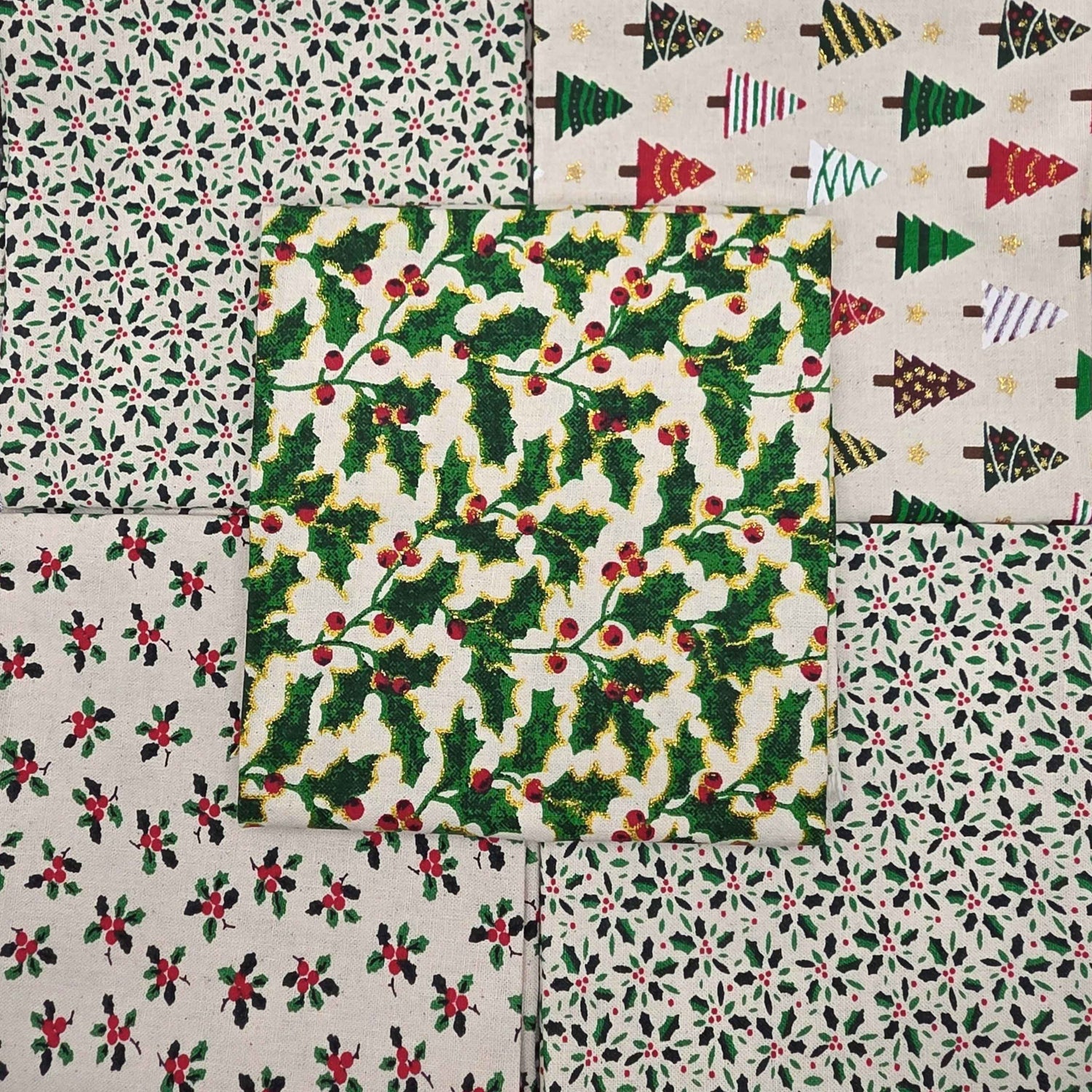 John Louden Christmas Fat Quarter Scandi Holly Bundle