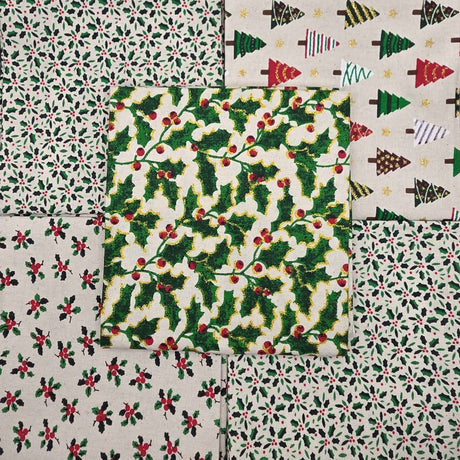 John Louden Christmas Fat Quarter Scandi Holly Bundle