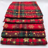 John Louden Cotton Fabric Christmas Fat Quarter Tartan Stars Bundle