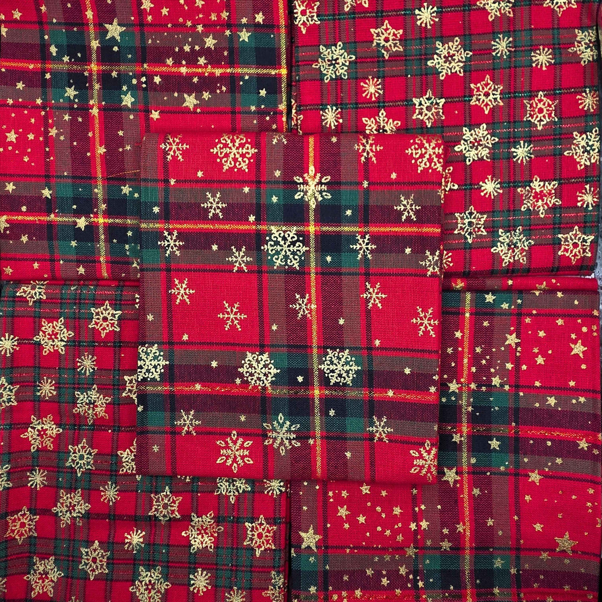 John Louden Cotton Fabric Christmas Fat Quarter Tartan Stars Full